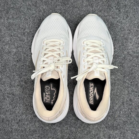 Brooks Ghost 15 Running Shoe Womens Size 8.5 White Tan Athletic Training Sneaker - Picture 9 of 12
